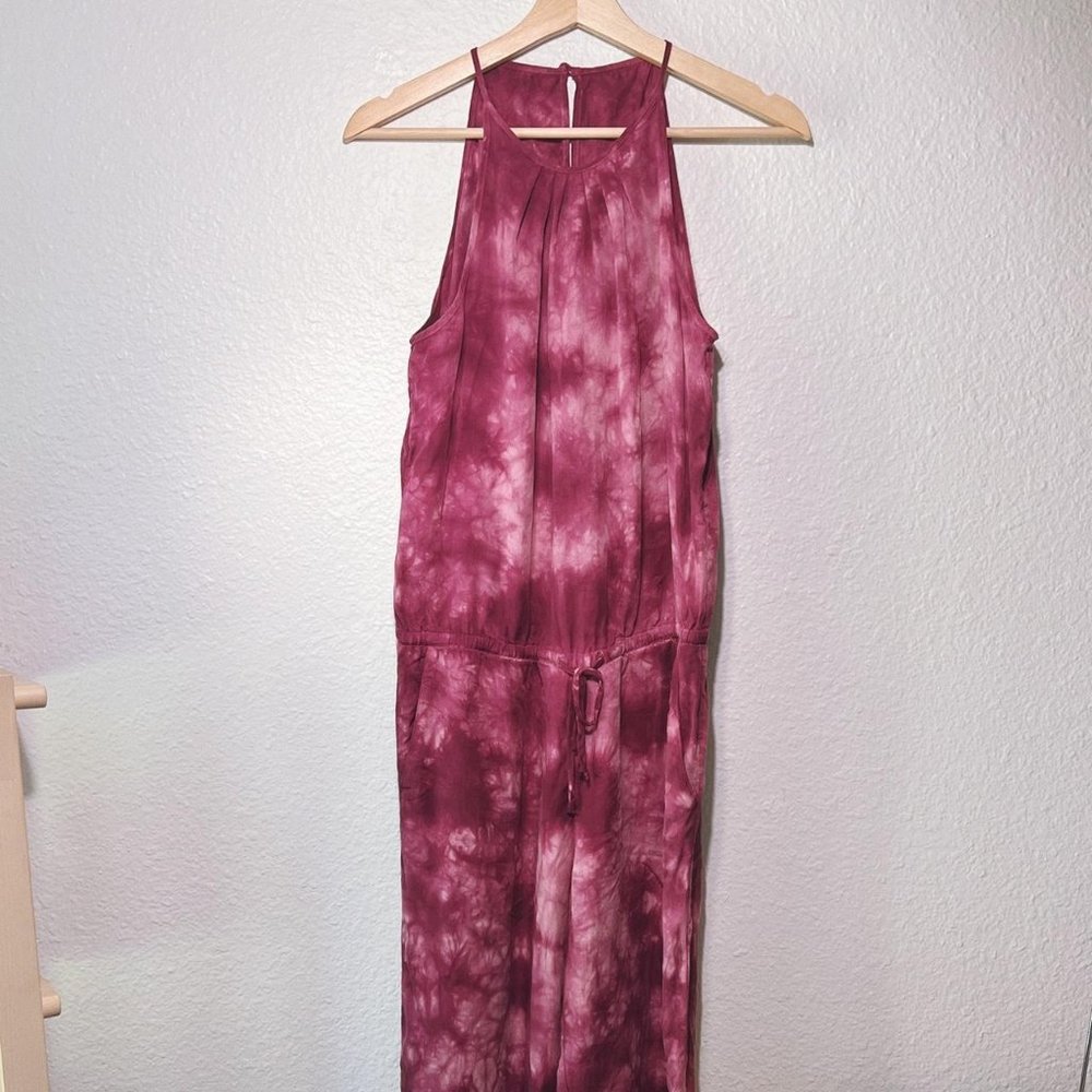 cloth & stone Anthropologie Tie die pink jumpsuit